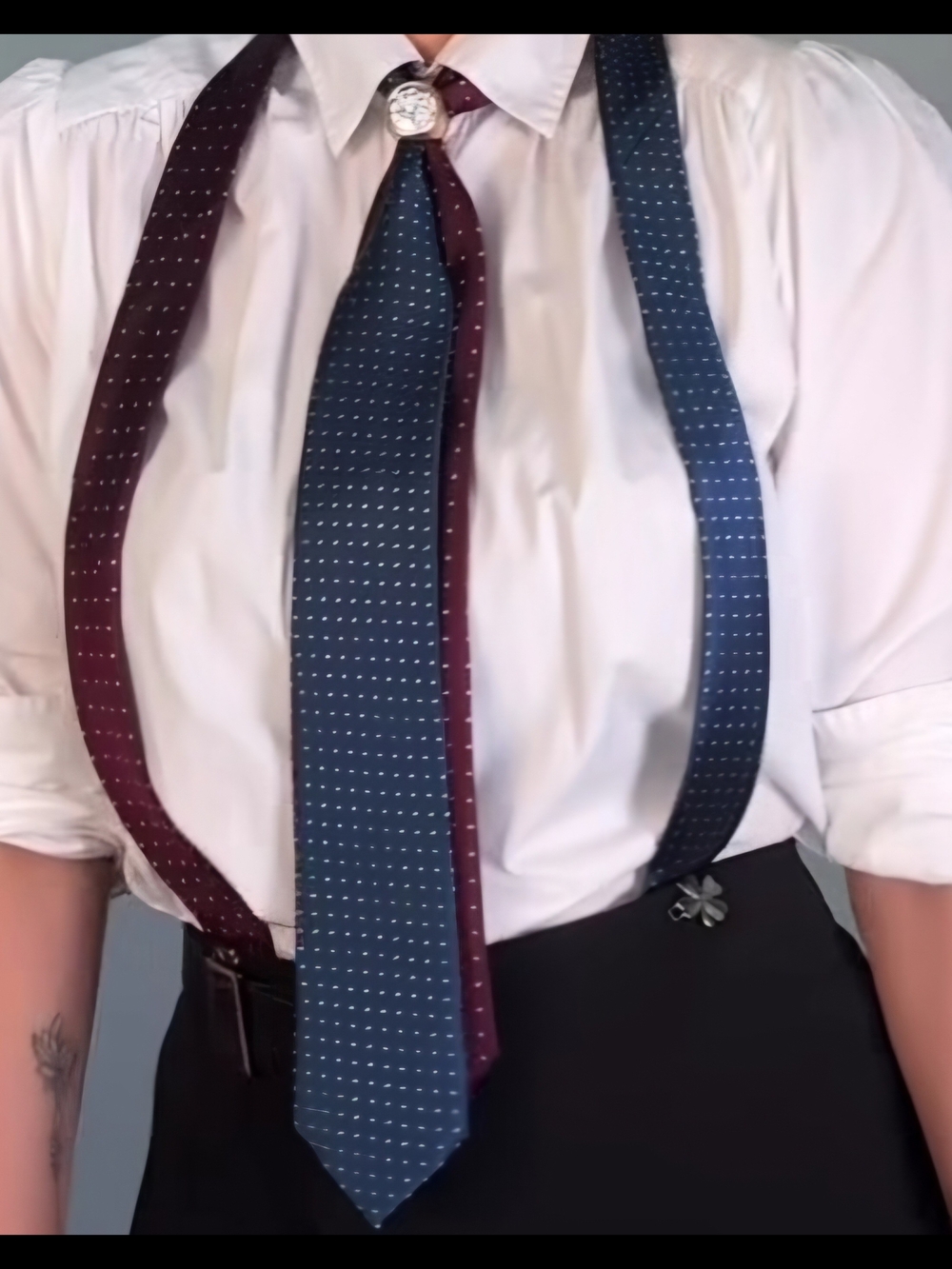 Two Silk Ties Blue Paisley And Burgandy And Green Flowers Accessory Suspenders